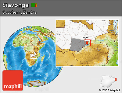 Physical Location Map of Siavonga, highlighted country, highlighted parent region