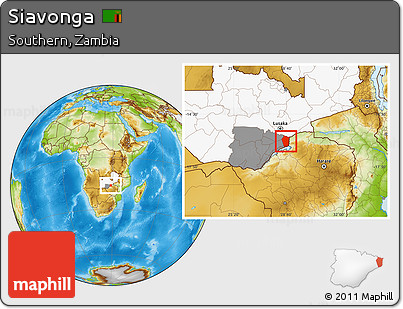 Physical Location Map of Siavonga, highlighted country, highlighted parent region