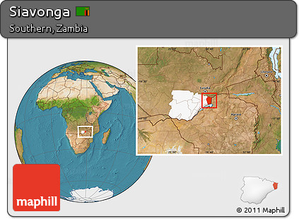 Satellite Location Map of Siavonga, highlighted parent region