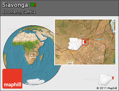 Satellite Location Map of Siavonga, highlighted parent region