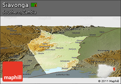 Physical Panoramic Map of Siavonga, darken