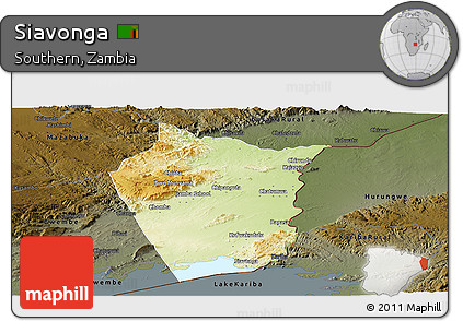 Physical Panoramic Map of Siavonga, darken