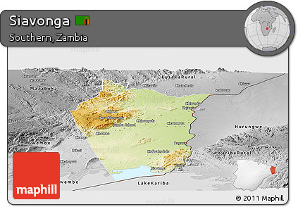 Physical Panoramic Map of Siavonga, desaturated