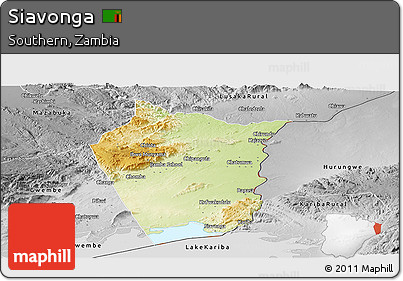 Physical Panoramic Map of Siavonga, desaturated