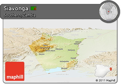 Physical Panoramic Map of Siavonga, lighten