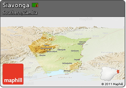 Physical Panoramic Map of Siavonga, lighten