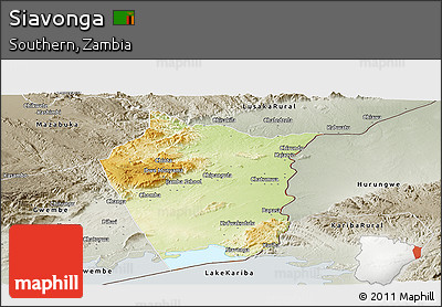Physical Panoramic Map of Siavonga, semi-desaturated