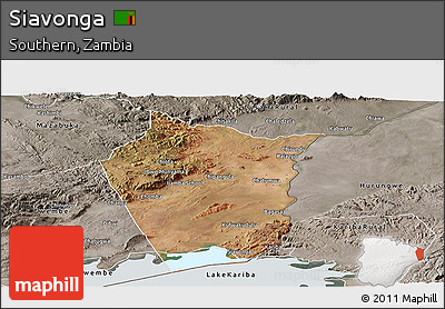 Satellite Panoramic Map of Siavonga, semi-desaturated