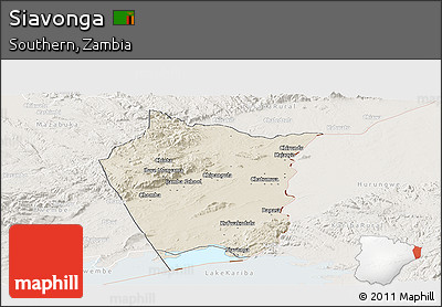 Shaded Relief Panoramic Map of Siavonga, lighten