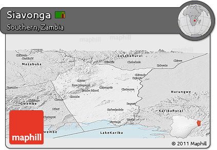 Silver Style Panoramic Map of Siavonga