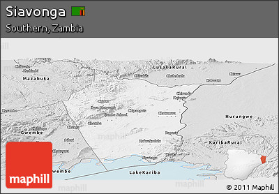 Silver Style Panoramic Map of Siavonga