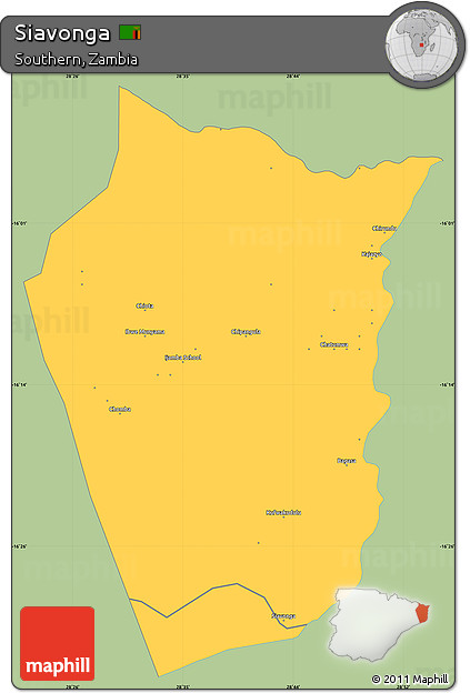 Savanna Style Simple Map of Siavonga, single color outside