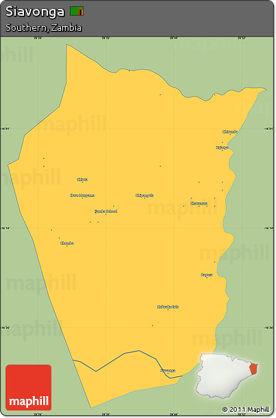 Savanna Style Simple Map of Siavonga, single color outside
