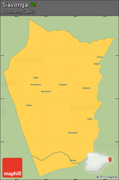 Savanna Style Simple Map of Siavonga, single color outside