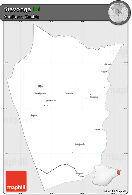 Silver Style Simple Map of Siavonga, single color outside