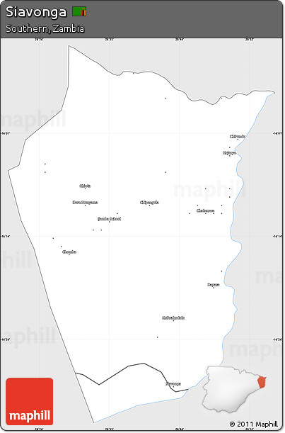 Silver Style Simple Map of Siavonga, single color outside
