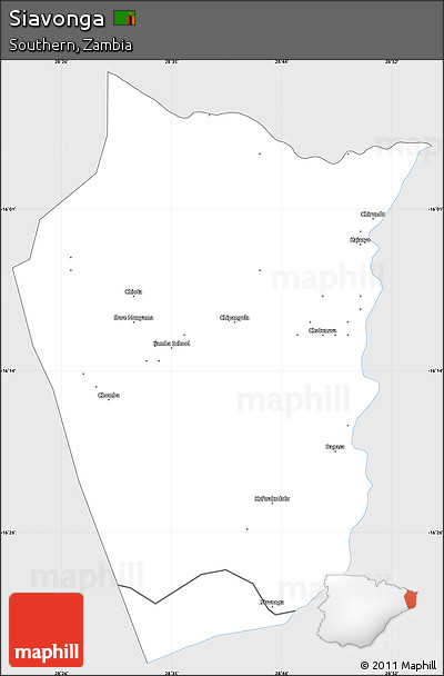 Silver Style Simple Map of Siavonga, single color outside