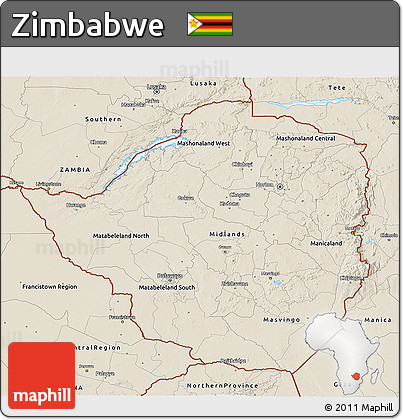Shaded Relief 3D Map of Zimbabwe