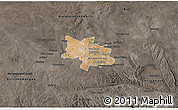 Satellite 3D Map of Bulawayo, darken, semi-desaturated