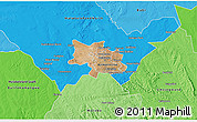 Satellite 3D Map of Bulawayo, political shades outside