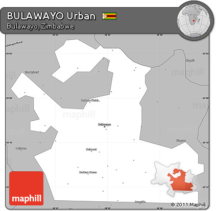 Gray Simple Map of BULAWAYO Urban