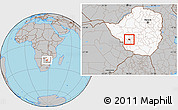 Gray Location Map of Bulawayo, highlighted country
