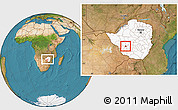 Satellite Location Map of Bulawayo, highlighted country, within the entire country