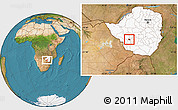 Satellite Location Map of Bulawayo, highlighted country