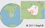 Savanna Style Location Map of Bulawayo, highlighted country, within the entire country