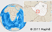 Shaded Relief Location Map of Bulawayo, highlighted country