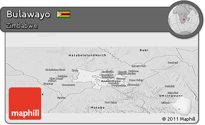 Silver Style Panoramic Map of Bulawayo