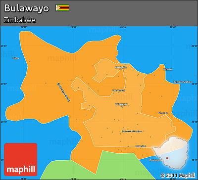 Political Shades Simple Map of Bulawayo