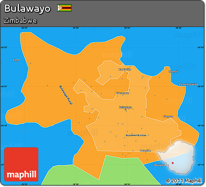 Political Shades Simple Map of Bulawayo