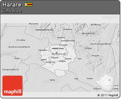 Silver Style 3D Map of Harare