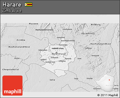 Silver Style 3D Map of Harare