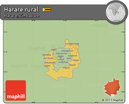 Savanna Style Map of Harare Rural, single color outside