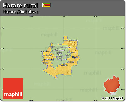 Savanna Style Map of Harare Rural, single color outside