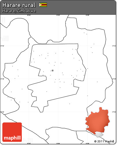 Blank Simple Map of Harare Rural, no labels