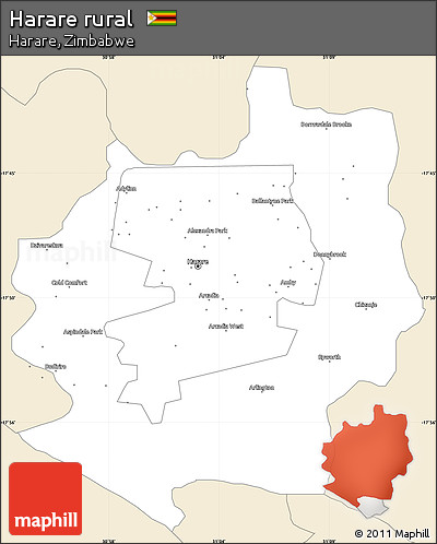 Classic Style Simple Map of Harare Rural