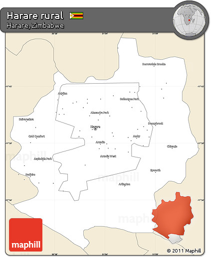 Classic Style Simple Map of Harare Rural