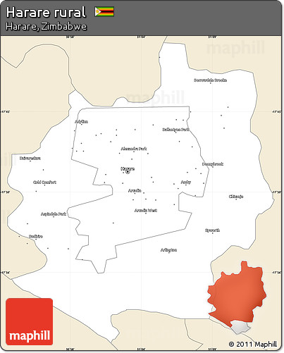 Classic Style Simple Map of Harare Rural