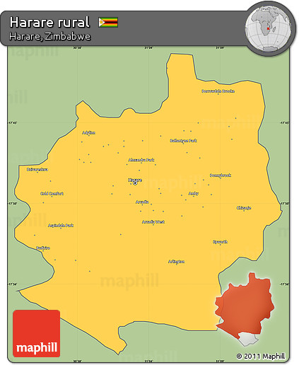 Savanna Style Simple Map of Harare Rural, cropped outside