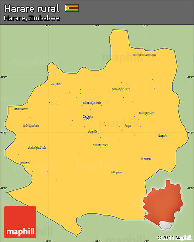 Savanna Style Simple Map of Harare Rural, cropped outside