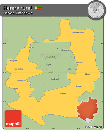 Savanna Style Simple Map of Harare Rural, single color outside