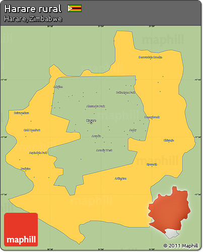 Savanna Style Simple Map of Harare Rural, single color outside
