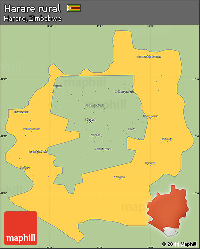 Savanna Style Simple Map of Harare Rural, single color outside