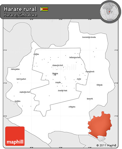 Silver Style Simple Map of Harare Rural