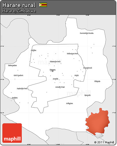 Silver Style Simple Map of Harare Rural