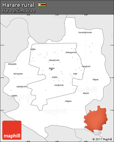 Silver Style Simple Map of Harare Rural