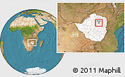 Satellite Location Map of Harare, highlighted country, within the entire country